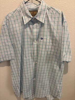 New George Strait Wrangler Men’s Short-Sleeve Plaid Button-Down Shirt - large